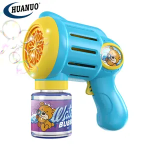 Little <span class=keywords><strong>Bear</strong></span> Multi agujero pistola de burbujas totalmente automática 10 agujeros burbuja eléctrica Bazooka pistola cohete <span class=keywords><strong>Boom</strong></span> con luz burbuja soplador juguete - Product Image 1