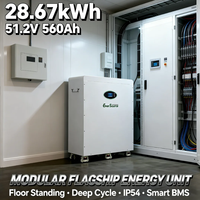 Baterai Lithium 51.2V 48V 560Ah 28kWh untuk Sistem Tenaga Surya Off Grid Tipe Berdiri dengan Roda