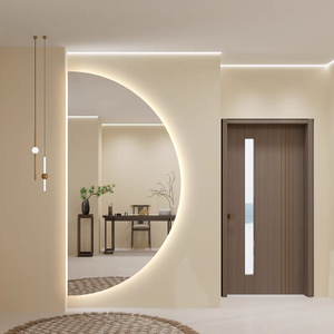 Intérieur d'hôtel <span class=keywords><strong>Grand</strong></span> <span class=keywords><strong>miroir</strong></span> de bain mural sans cadre avec lumière <span class=keywords><strong>Miroir</strong></span> intelligent <span class=keywords><strong>demi</strong></span>-rond irrégulier <span class=keywords><strong>Miroir</strong></span> Led de salle de bain Moon Espejo - Product Image 5