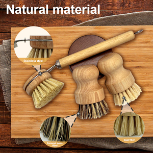Cepillo Natural para Lavar Ollas, Cerdas Redondas de Sisal, Madera de Haya y Bambú, Accesorios para Limpieza de Platos - Product Image 3