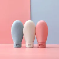 Ensemble de flacons cosmétiques de voyage en silicone et plastique vides de 60 ml, kit d'emballage pour shampoing, gel douche, après-shampoing