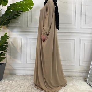 6 couleurs, vente en gros, jilbab en coton uni, style arabe ample, manches chauve-souris, robe de prière musulmane, abaya pour femmes 6200 # - Product Image 2