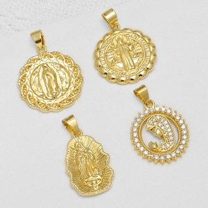 ASJEWELRY Medalla de la Virgen María y <span class=keywords><strong>San</strong></span> <span class=keywords><strong>Benito</strong></span>, Chapada en Oro, de Cobre, Colgante Religioso Católico para Collar, Fabricación de Joyas DIY pdtb994 - Product Image 2
