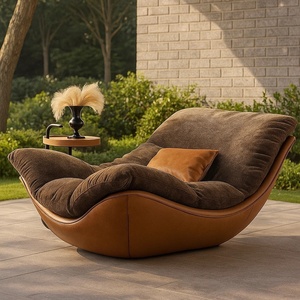 Poltrona Reclinabile di Design Nordico, Moderna e Minimalista, in Pelle Premium per Soggiorno e <span class=keywords><strong>Camera</strong></span> da Letto - Product Image 1