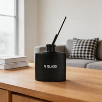 Flacon diffuseur de parfum vide en verre craquelé bleu mat, blanc et noir, 120 ml, forme fiole, pour arôme d'intérieur, rechargeable