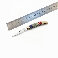 Navaja plegable de bolsillo con mango de nido de abeja rojo, blanco y azul, hoja afilada tipo clip y punta de cuchillo, pequeña, para EDC, venta al por mayor
