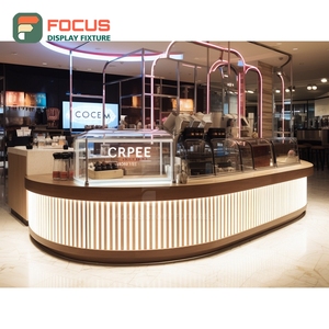 Mostrador de Servicio para Cafetería Creativa con Frente de Vidrio Templado, Área de Exhibición de Granos de Café, Mostrador de Servicio para Tostador de Café - Product Image 5