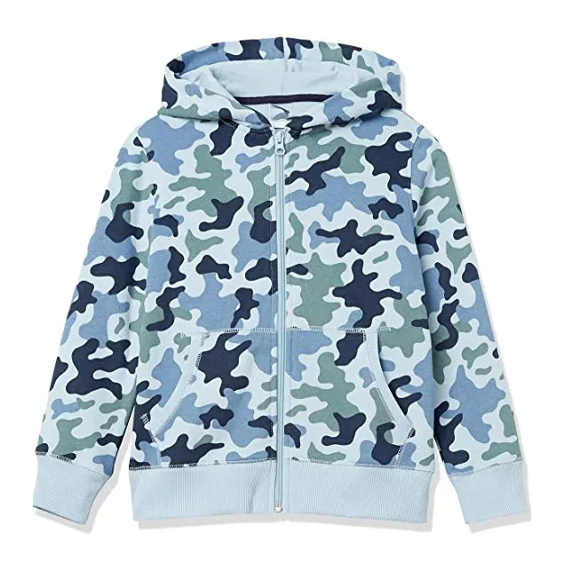 Wholesale french terry full zip hooded sweatshirt with hoodies Long Sleeve Pullover Camouflage Hoodie