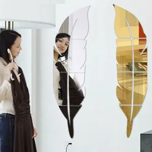 73*18cm Wand spiegel Aufkleber Feder muster Acryl Spiegel effekt Dekoration Wanda uf kleber Home Decor Spiegel Wandbild