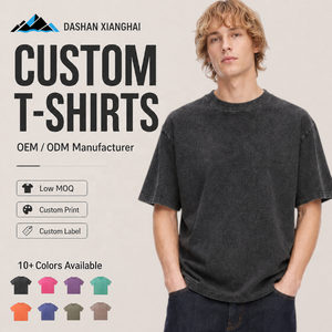 T-shirt da uomo personalizzata all'ingrosso con logo, in cotone vintage di alta qualità, stampa, taglie forti, nera, a manica corta - Product Image 1
