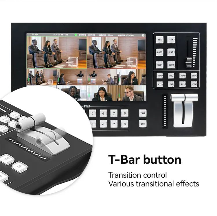 Live Streaming  11.6 Inch HD screen Broadcast hdmi portable 8 channel video switcher obs hd video seamless switcher