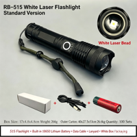 Lampe torche tactique multifonctionnelle mini en alliage d'aluminium blanc 20W, puissante, avec laser, longue autonomie, rechargeable, pour extérieur