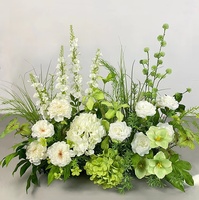 Composition florale artificielle en soie pour allée de mariage, chemin de fleurs réalistes blancs et verts