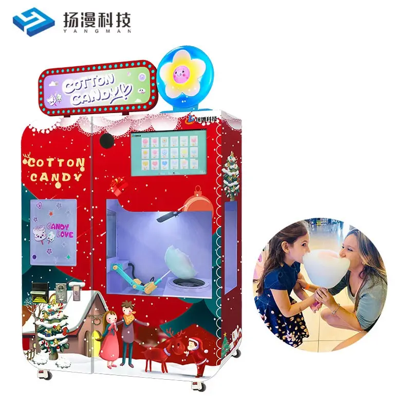 Máquina Expendedora de dulces de algodón automática personalizada, Robot eléctrico comercial, máquina expendedora de dulces de algodón en centro comercial