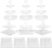 Juego de Soportes para Pastel de Metal Modernos de Alta Calidad, 10 Piezas, Soporte para Pastel de 2 y 3 Niveles, 4 Bandejas para Aperitivos, para Fiestas de Cumpleaños, Baby Shower, Despedidas de Soltera