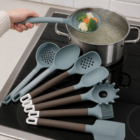 Ustensile de cuisine en silicone résistant à la chaleur, spatule, louche et cuillère à spaghetti en silicone antiadhésifs, outil de cuisson sûr pour la cuisine