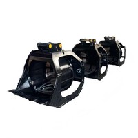 Godet de criblage pour pelle hydraulique 12T, tambour à mailles fines, châssis ouvert, bras à barres plates, coque courbée, noir brillant