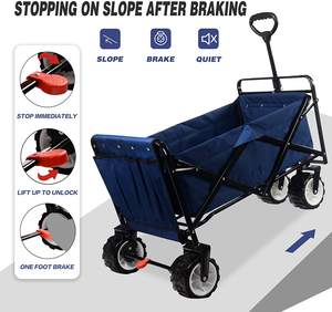 Wdowell औद्योगिक भारी शुल्क स्टील फोल्डिंग समुद्र तट/शिविर/पिकनिक/रेत/आउटडोर उपयोगिता वैगन गाड़ी ढहने वाली वैगन ट्रॉली - Product Image 4