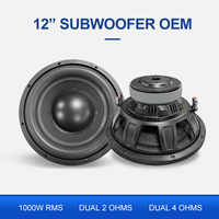 Subwoofer Mobil Custom 12 Inch 1000W RMS 2000W MAX Dual 2 Ohm 3" Voice Coil 120OZ Keranjang Baja Kerucut Kertas Speaker Audio Mobil