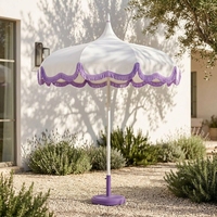 Nouveau Parasol Pagode Bohème Personnalisé 2026 Grand Noir et Blanc avec Bordure Festonnée, Franges et Pompons, Résistant au Vent, pour Hôtels, Jardins et Terrasses