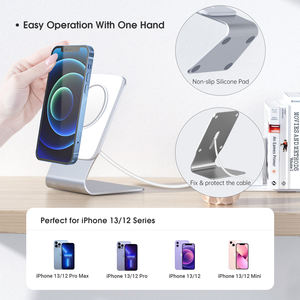 Support magnétique en aluminium pour chargeur de téléphone de bureau pour iPhone 14 13 12 Pro Max Mini Wireless Charging Desktop <span class=keywords><strong>Dock</strong></span> Mount - Product Image 4