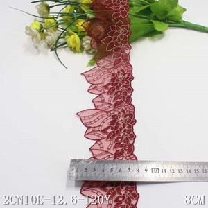 8Cm Hẹp Bạc Biên Giới Màu Đỏ Thêu encaje Ren Cắt Tỉa Lưới Sáng Bóng Hoa Ren Trim Cho Phụ Nữ Của Sexy May Mặc Ăn Mặc - Product Image 5
