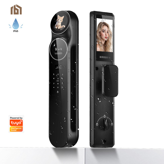 AI Smart Voice Interaction 3D Face Recognition Remote Intercom Unlocking Smart Door Lock IP65 Waterproof Tuya App Aluminum Alloy