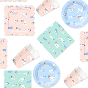 DAMAI - Juego de Vajilla Desechable con Diseño de Perros para Fiestas de Cumpleaños Infantiles, Incluye Platos y Servilletas de Papel para Fiestas de Niñas - Product Image 2