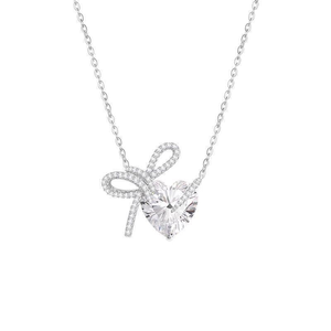 Fashion Heart Shaped Zircon Bow Necklace Luxurious High End Pendant Collarbone Chain <b>Choker</b> Necklace <b>for</b> <b>Women</b> Jewelry Gift - Product Image 2