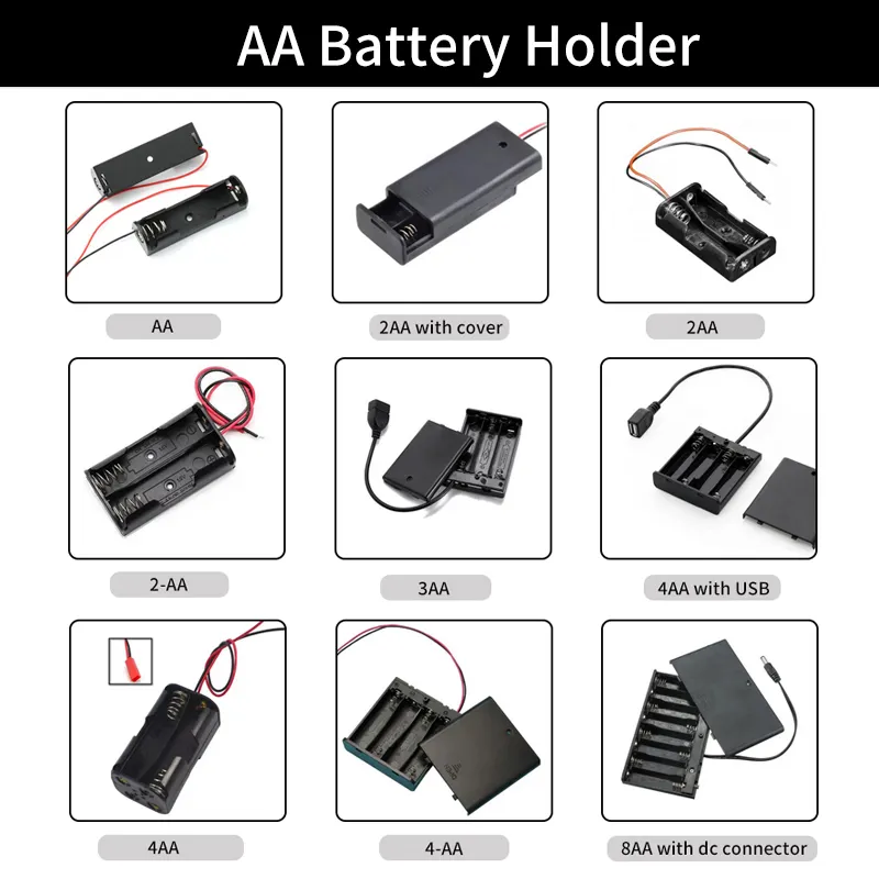 AA pin chủ trường hợp 1.5V AA 1 AA pin chủ hộp với dây