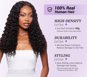 Extension di Capelli Umani Ondulati Profondi 26 28 30 Pollici, Grado 15A, 100% Capelli Vergini Grezzi Non Trattati Cambogiani, Effetto Bagnato e Ondulato - Product Image 3