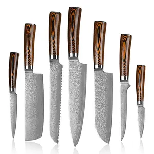 Grandsharp — ensemble de couteaux de cuisine, ustensiles de cuisine en acier, damas avec manche en bois, 67 couches