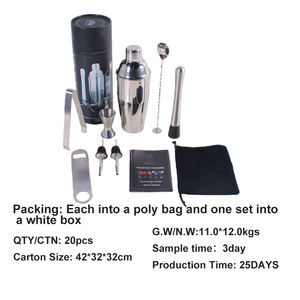 ชุดเครื่องมือบาร์เชคเกอร์ OEM ทันสมัย ดีไซน์สวยงาม พร้อมช้อนบาร์ยาว จิกเกอร์ และชุดอุปกรณ์บาร์เทนเดอร์ สำหรับเครื่องดื่ม บริการจัดเลี้ยง และบาร์ - Product Image 5