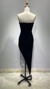 ED2282 Kimshein abiti da sposa nero senza spalline maglia scava fuori strass perline Vestidos <span class=keywords><strong>sera</strong></span> - Product Image 6