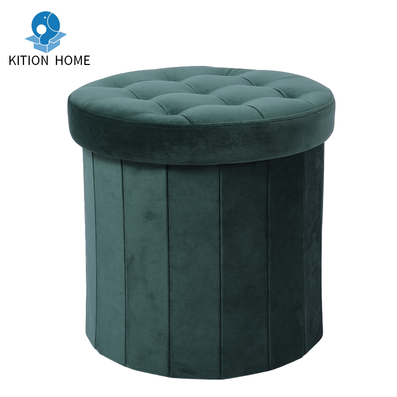 2020 Wohn möbel Luxus Runde Tufted Ottoman Stuhl Aufbewahrung Hocker Ottomane mit Lagerung für Kleidung