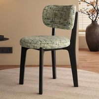 Chaise de salle à manger en bois massif de style rustique, revêtement en chenille, montage facile, dossier design de luxe léger, style médiéval, pour la maison