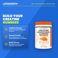 LIFEWORTH Gommes à la Créatine Monohydrate Saveur Orange 90 Gommes Formule de Soutien Concentration Force Endurance pour Nutrition Sportive 454g