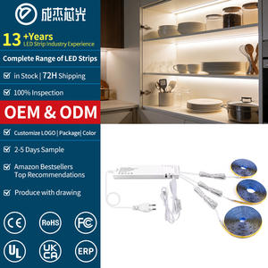 Bande lumineuse <span class=keywords><strong>LED</strong></span> intégrée 12VCOB à capteur pour armoires, autocollante, sans zones sombres, pour armoire, vin, bibliothèque, présentoir - Product Image 1