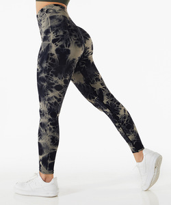 Mujeres Niñas High Rise Control <span class=keywords><strong>de</strong></span> barriga Fitness Seamless Marble Tie Dye Scrunch Back Yoga Leggings - Product Image 1