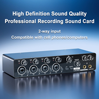 Carte son Audio professionnelle ASIO RX4 Interface audio USB 4 canaux avec préamplificateur micro pour l'enregistrement en direct