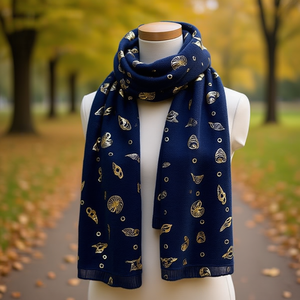 Sciarpa Lunga in Cotone con Design a Conchiglia e Foglia d'Oro 70x180Cm Fulars - Product Image 2