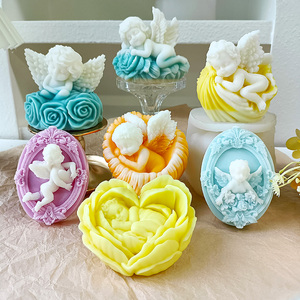 J10-367 bébé <span class=keywords><strong>ange</strong></span> aromathérapie bougie Silicone <span class=keywords><strong>moule</strong></span> bricolage Rose fleur <span class=keywords><strong>ange</strong></span> plâtre ornement broyeur - Product Image 1