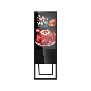 43 Inci Portable Ultra Slim Software Floor Stand LCD Digital Signage Kios untuk Toko dan Supermarket