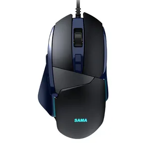 SAMA Custom Melhor PC Wired Gamer Optical Gaming Mouse Gaming Ratos 3d Anti-Skid Rollers 7 Teclas Computador USB E-sport RGB Mouse