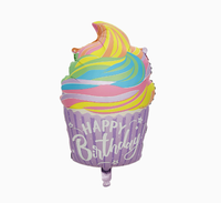Ballon en aluminium mat crème, thème desserts (gâteau, crème glacée), appareil photo, chapeau d'anniversaire, Glabos, pour table d'anniversaire esthétique et accessoire photo