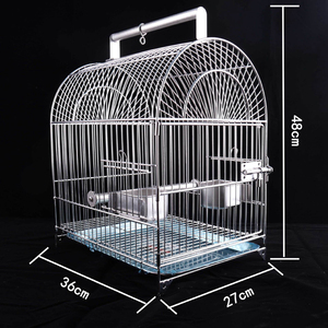 Jaula para pájaros de acero portátil SUS304, jaula transpirable para pájaros pequeños, estilo clásico con barra de soporte de percha para cría de loros canarios - Product Image 4