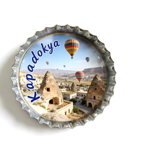 Aimant de réfrigérateur personnalisé en métal créatif, motif Bouchon de bouteille, Grande Barrière de Corail, Pompei, <span class=keywords><strong>Andorra</strong></span>, Cappadocia, Zagreb - Product Image 5