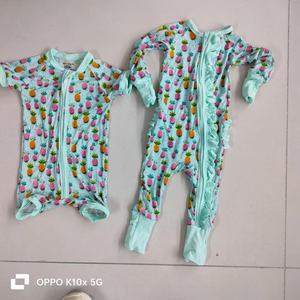 Piyama Bayi Motif Leopard dan Pita, Pakaian Bayi Bahan Bambu, Piyama Bayi Motif Cetak, Romper Bayi Organik Lembut untuk Bayi Baru Lahir - Product Image 2