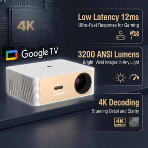 Proyector OEM GTV de 3200 ANSI lúmenes, 12 ms de baja latencia, compatible con <span class=keywords><strong>Google</strong></span> TV, 4K nativo, 1080P, enfoque automático, <span class=keywords><strong>Android</strong></span>. - Product Image 1