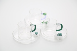 Set da caffè in vetro a farfalla di loto fatti a mano su misura tazza da caffè e tè in vetro borosilicato con piastra inferiore - Product Image 3